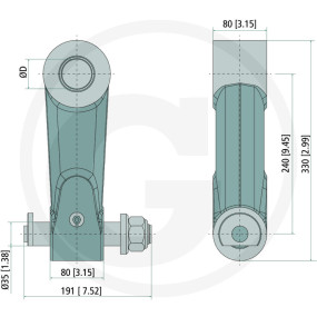 Link Br2 80/30 Bolzen 35 Granit