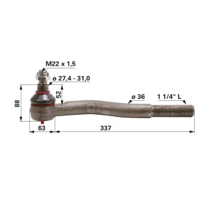 Kugelgelenk 1 1/4Zoll links (00110238) Prillinger