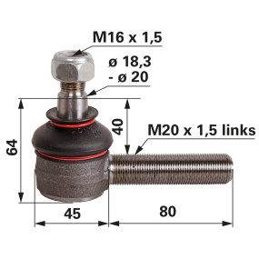 Kugelgelenk M20X1,5 links (00110671) Prillinger