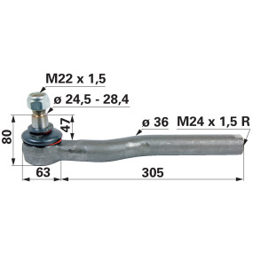 Kugelgelenk M24X1,5 Innengewin (00110860) Prillinger