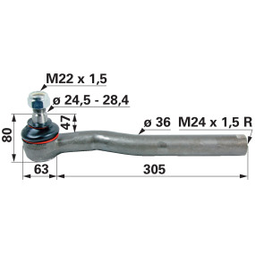 Kugelgelenk links M24X1,5 Inne (00110861) Prillinger