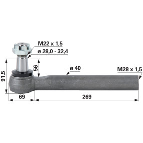 Kugelgelenk M28X1,5 Innengewin (00110867) Prillinger