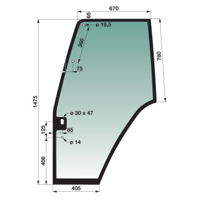 Türscheibe links Farbe Grün Ge (00114021) Prillinger