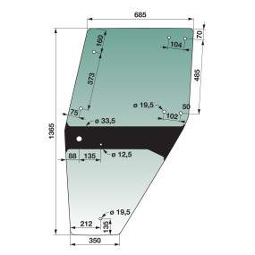 Türscheibe links Farbe Grün Ge (00114817) Prillinger