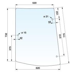 Heckscheibe links Gebogen Farb (00154705) Prillinger