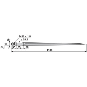 Frontladerzinke mit Buchse M22 (00190062) Prillinger