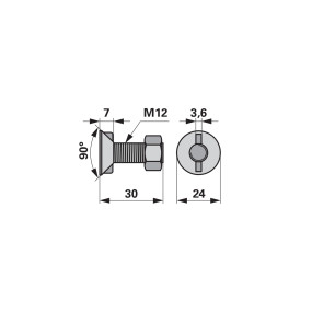 Pflugschraube 2 Nasen M12X30 G (00228101) Prillinger