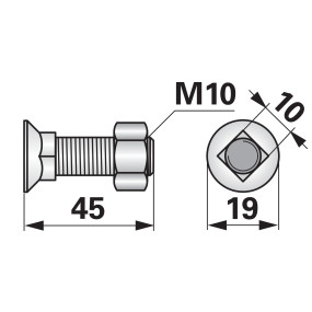 Pflugschraube Vierkant M10X45 (00228204) Prillinger