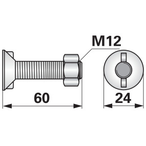 Pflugschraube 2 Nasen M12X60 G (00228427) Prillinger