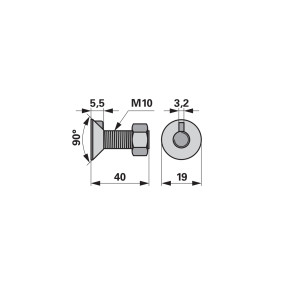 Pflugschraube 1 Nase M10X40 Gü (00228603) Prillinger