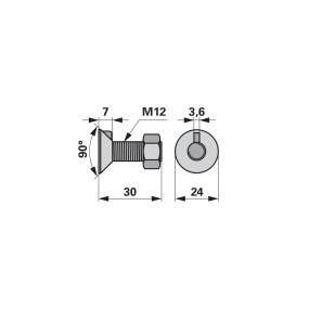 Pflugschraube 1 Nase M12X30 Gü (00228621) Prillinger