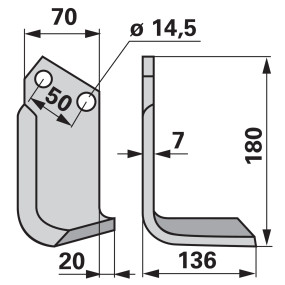 Winkelmesser rechts 70X7 L = 1 (00270078) Prillinger