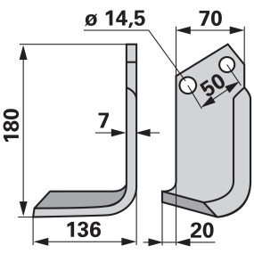 Winkelmesser links 70X7 L = 18 (00270079) Prillinger