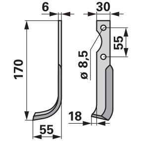 Bogenmesser links 30X6 L = 170 (00270083) Prillinger