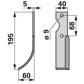 Bogenmesser links 40X5 L = 195 (00270214) Prillinger