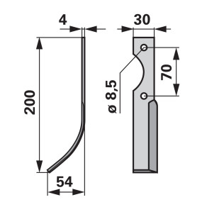 Bogenmesser links 30X4 L = 200 (00270491) Prillinger