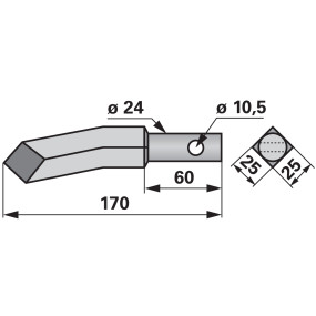 Rotorzinke rechts 25X25 L = 17 (00271028) Prillinger