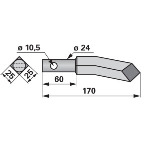 Rotorzinke links 25X25 L = 170 (00271029) Prillinger