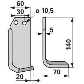 Winkelmesser rechts 60X5 L = 1 (00271106) Prillinger