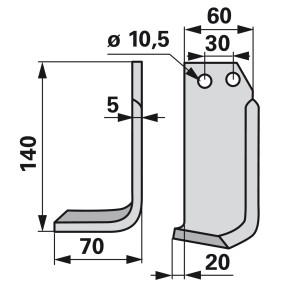 Winkelmesser links 60X5 L = 14 (00271107) Prillinger