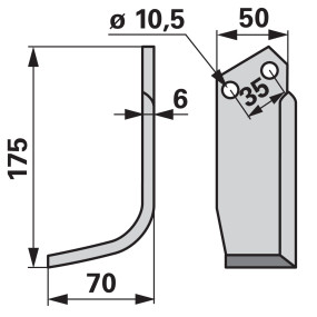 Bogenmesser links 50X6 L =175 (00271135) Prillinger