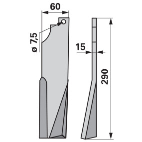 Fräsmesser rechts  60X15 L = 2 (00271176) Prillinger