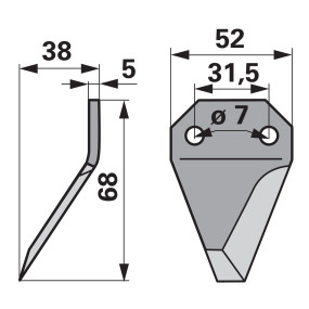 Fräsmesser links Abgewinkelt Z (00485085) Prillinger