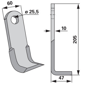 Y - Messer 60X10 L=205 Lo 25,5 (00530528) Prillinger