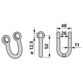 Schäkel 48X11 H=52 Lo 12,5 (00530568) Prillinger