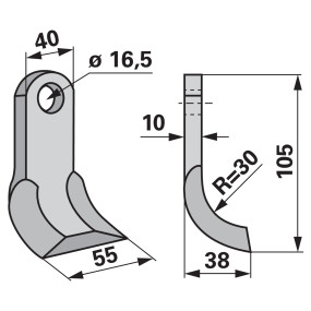 Y - Messer 40X10 L=105 Lo 16,5 (00530571) Prillinger