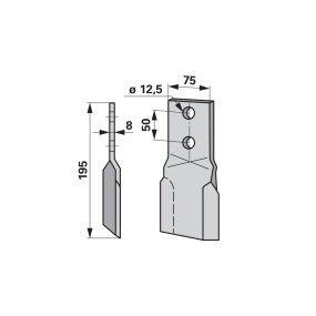 Schlegelmesser 75X8 L=195 Lo 1 (00530585) Prillinger