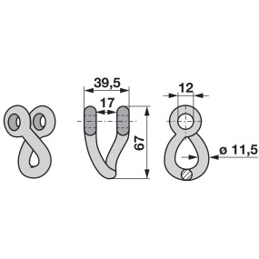 Schäkel 39,5X11,5 L=67 Lo 12 (00530896) Prillinger