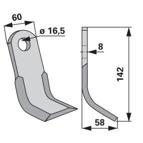 Y - Messer 60X8 L=142 Lo 16,5 (00530989) Prillinger