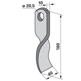 Schlegelmesser 40X10 L=160 Lo (00531129) Prillinger