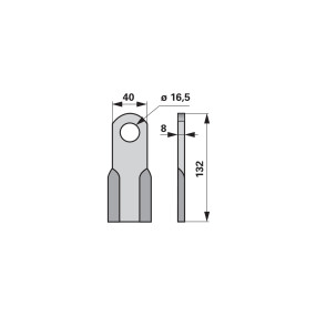 Schlegelmesser 40X8 L=132 Lo 1 (00531168) Prillinger