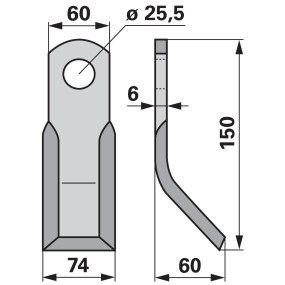 Y - Messer 60X6 L=150 Lo 25,5 (00531175) Prillinger