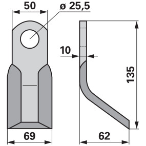 Y - Messer 50X10 L=135 Lo 25,5 (00531220) Prillinger