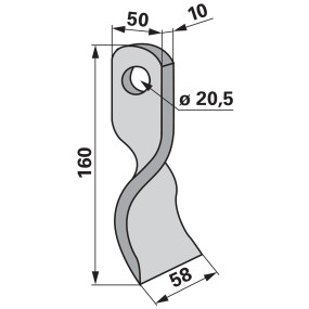 Schlegelmesser 50X10 L=160 Lo (00531227) Prillinger