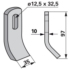 Schlegelmesser 35X10 L=97 Lo 1 (00531231) Prillinger