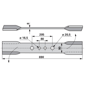 Mulchmesser links 90X8 L=690 L (00531238) Prillinger