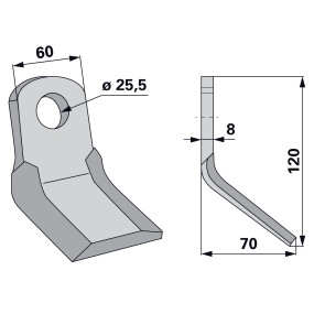 Y - Messer 60X8 L=120 Lo 25,5 (00531269) Prillinger