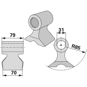 Schlaghammer B = 69,5 R = 85 (00531291) Prillinger