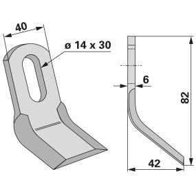 Y-Messer 40 X 6 L = 82  Lo 14X (00531307) Prillinger