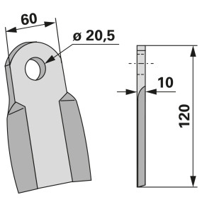 Schlegelmesser 60 X 10 L = 120 (00531338) Prillinger