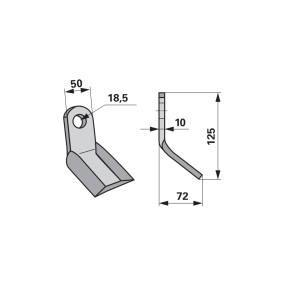 Y-Messer 50 X 10 L=125 Lo 18,5 (00531442) Prillinger