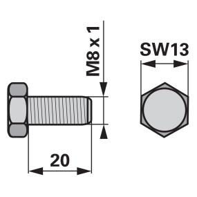 Sechskantschraube M8X1X20, 10. (00606785) Prillinger