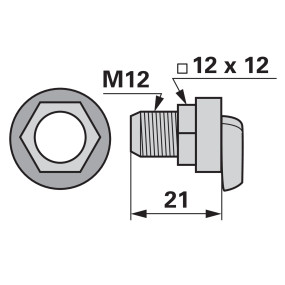 Messerhaltebolzen mit Mutter, (20426883) Prillinger